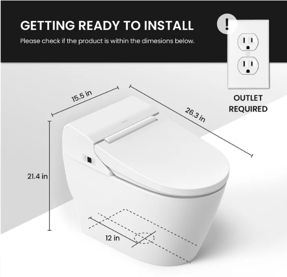 VOVO Smart Bidet Toilet with Auto Flushing TCB-8100W (Made in Korea)