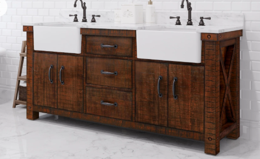 [CLEARANCE] Water Creation Paisley 72 In. Double Sink Bathroom Vanity With Carrara White Marble Top