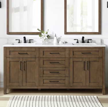[CLEARANCE] OVE Decors Tahoe Rustic Almond 72” Bathroom Vanity [BASE ONLY]