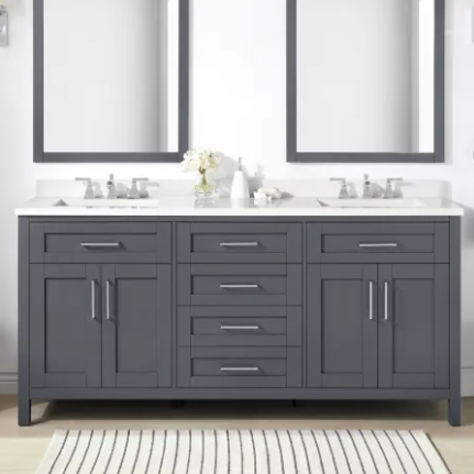 [CLEARANCE] OVE Decors Tahoe Charcoal Grey 60" Bathroom Vanity [BASE ONLY]