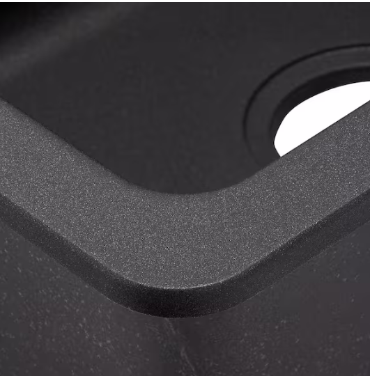 [CLEARANCE] Glacier Bay Dual Mount Granite 33 in. 1-Hole Double Bowl Kitchen Sink in Metallic Black