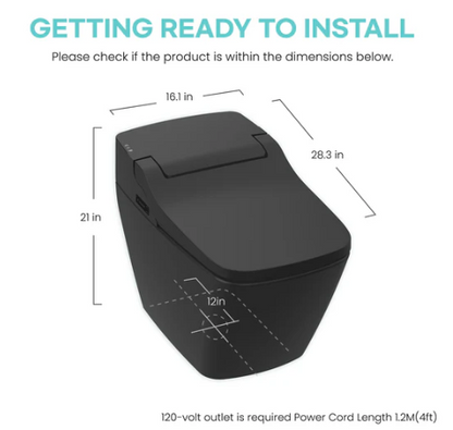 VOVO Smart Bidet Toilet with Auto Open and Close Lid TCB-090SA-B - Matte Black (Made in Korea)