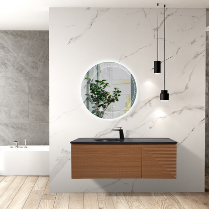 Simon 53" Wall Mounted Bathroom Vanity with Solid Surface Integrated Sink Top