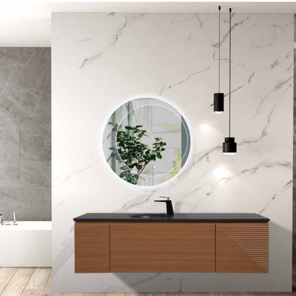 Simon 65" Wall Mounted Bathroom Vanity with Solid Surface Integrated Sink Top