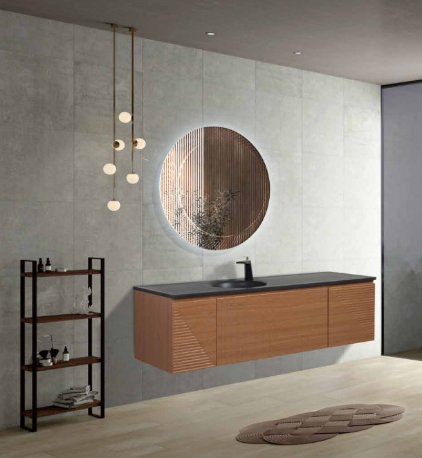 Simon 65" Wall Mounted Bathroom Vanity with Solid Surface Integrated Sink Top