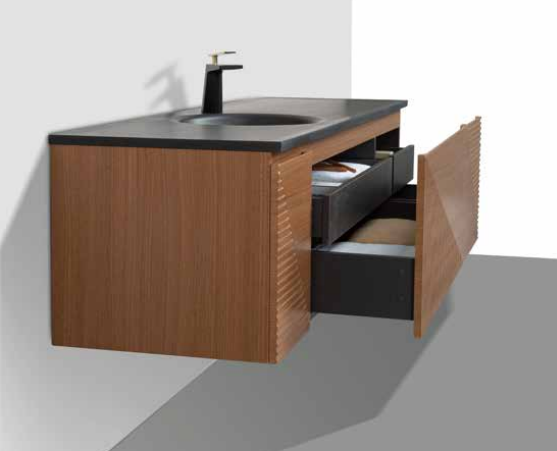 Simon 65" Wall Mounted Bathroom Vanity with Solid Surface Integrated Sink Top