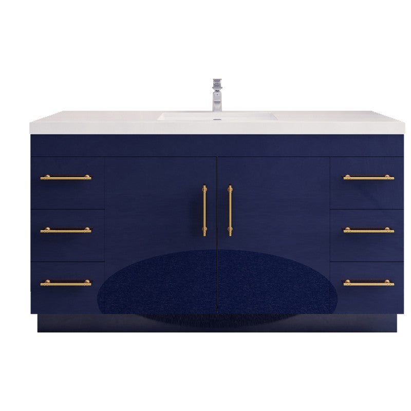 Elsa 60" Freestanding Bathroom Vanity with Reinforced Acrylic Integrated Sink Top
