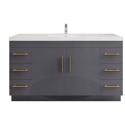 Elsa 60" Freestanding Bathroom Vanity with Reinforced Acrylic Integrated Sink Top