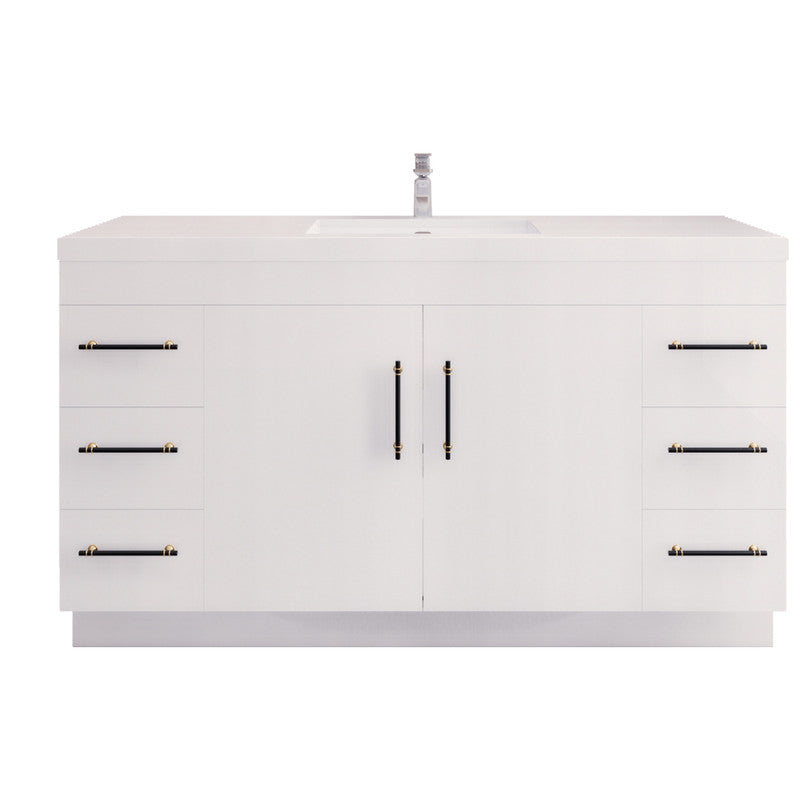 Elsa 60" Freestanding Bathroom Vanity with Reinforced Acrylic Integrated Sink Top