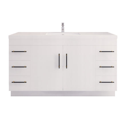 Elsa 60" Freestanding Bathroom Vanity with Reinforced Acrylic Integrated Sink Top