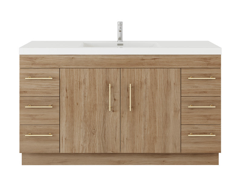 Elsa 60" Freestanding Bathroom Vanity with Reinforced Acrylic Integrated Sink Top