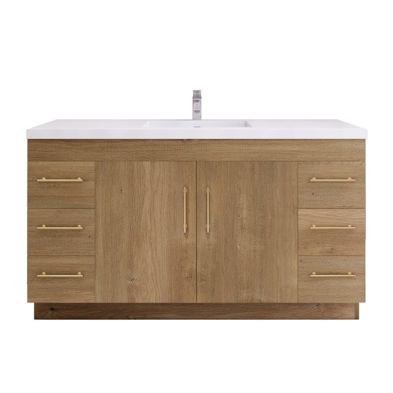 Elsa 60" Freestanding Bathroom Vanity with Reinforced Acrylic Integrated Sink Top