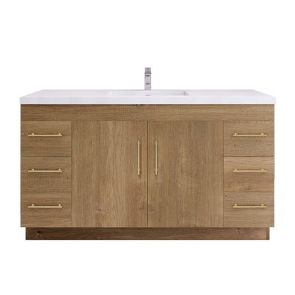 Elsa 60" Freestanding Bathroom Vanity with Reinforced Acrylic Integrated Sink Top