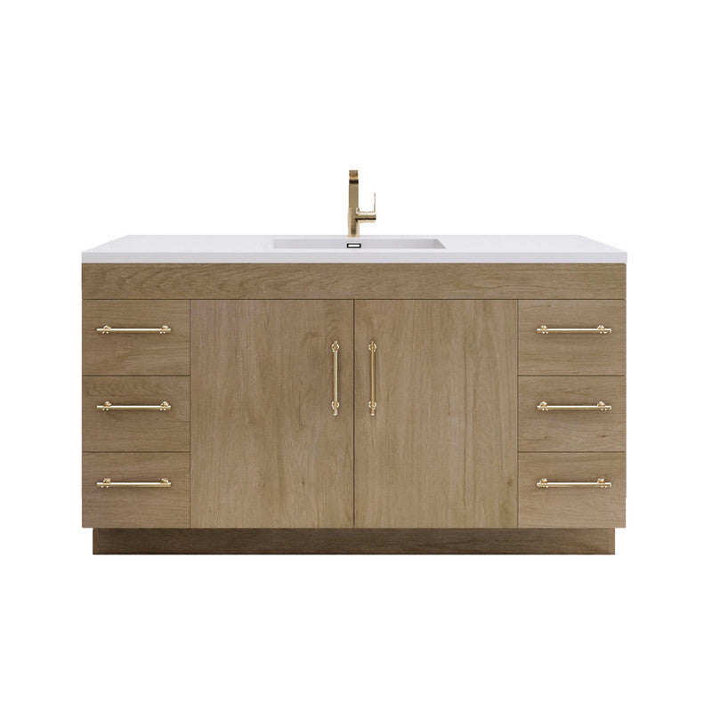 Elsa 60" Freestanding Bathroom Vanity with Reinforced Acrylic Integrated Sink Top