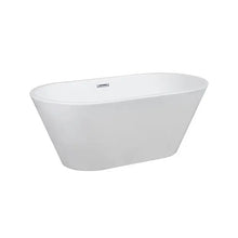 Load image into Gallery viewer, Skysea 59&quot; Glossy White Acrylic Freestanding Oval Bathtub With Chrome-Plated Drain Cover &amp; Overflow Cover
