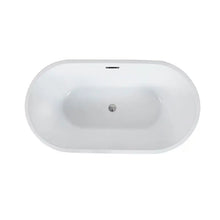 Load image into Gallery viewer, Skysea 59&quot; Glossy White Acrylic Freestanding Oval Bathtub With Chrome-Plated Drain Cover &amp; Overflow Cover
