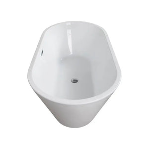 Skysea 59" Glossy White Acrylic Freestanding Oval Bathtub With Chrome-Plated Drain Cover & Overflow Cover