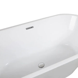 Skysea 59" Glossy White Acrylic Freestanding Oval Bathtub With Chrome-Plated Drain Cover & Overflow Cover