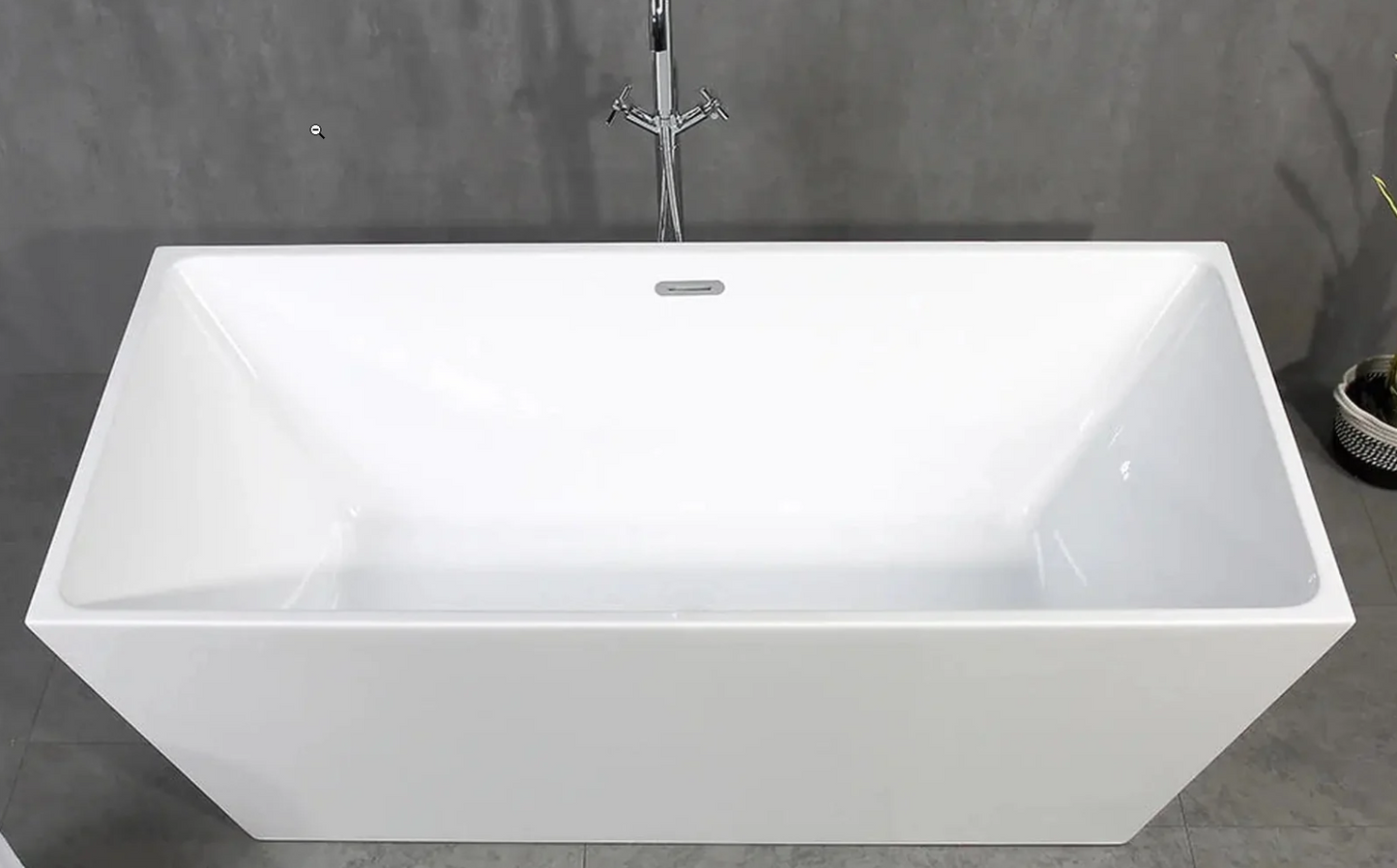 Harmony 59" Glossy White Acrylic Freestanding Bathtub With Chrome Drain Cover & Overflow Cover