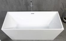 Load image into Gallery viewer, Harmony 59&quot; Glossy White Acrylic Freestanding Bathtub With Chrome Drain Cover &amp; Overflow Cover
