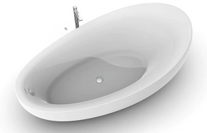 Leonardo 71" Glossy White Acrylic Freestanding Bathtub With Chrome Drain Cover and Overflow Cover