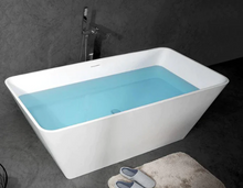 Load image into Gallery viewer, Royal 67&quot; Matte White Rectangular Cast Stone Freestanding Bathtub With Chrome-Plated Drain Cover &amp; Overflow Cover
