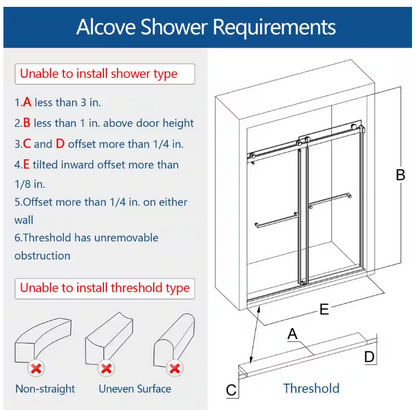 Sybil Double Sliding Frameless Shower Door with Smooth Sliding and 3/8 in. (10 mm) Glass (DS01)