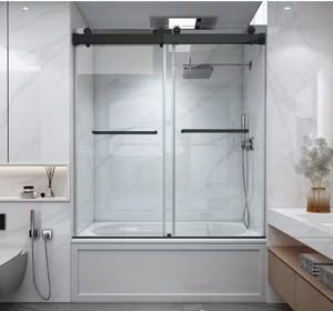 Cyrus Double Sliding Frameless Shower/Tub Door with Soft-Closing and 3/8 in. (10 mm) Clear Glass (DS13)