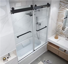 Load image into Gallery viewer, Cyrus Double Sliding Frameless Shower/Tub Door with Soft-Closing and 3/8 in. (10 mm) Clear Glass (DS13)
