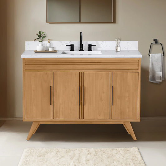 Taylor 48" Freestanding Bathroom Vanity with Stone Top and Vitreous China Undermount Sink