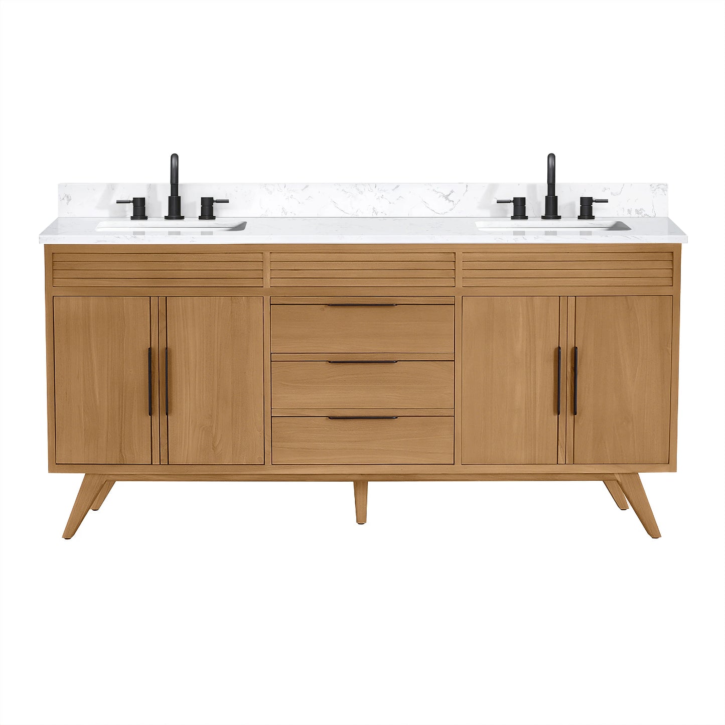 Taylor 72" Freestanding Bathroom Vanity with Stone Top and Vitreous China Undermount Sinks