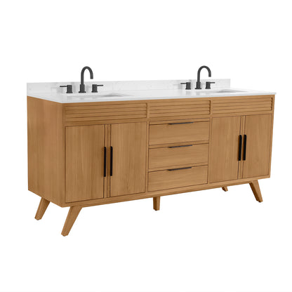 Taylor 72" Freestanding Bathroom Vanity with Stone Top and Vitreous China Undermount Sinks