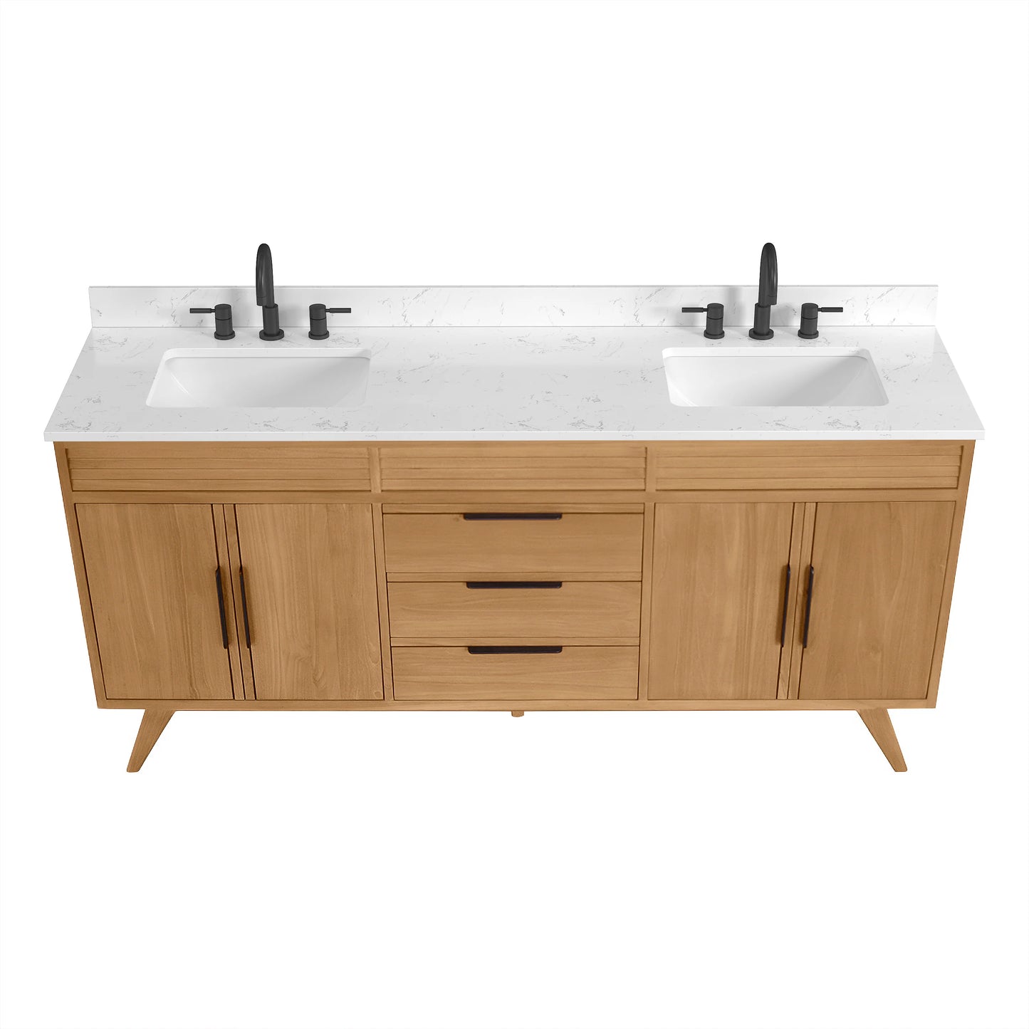 Taylor 72" Freestanding Bathroom Vanity with Stone Top and Vitreous China Undermount Sinks