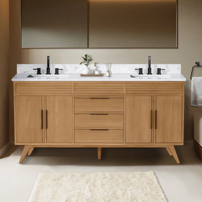 Taylor 72" Freestanding Bathroom Vanity with Stone Top and Vitreous China Undermount Sinks