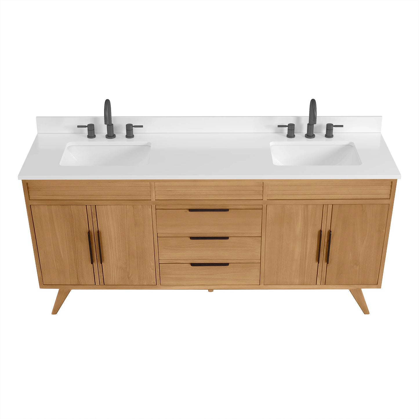 Taylor 72" Freestanding Bathroom Vanity with Stone Top and Vitreous China Undermount Sinks