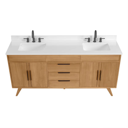 Taylor 72" Freestanding Bathroom Vanity with Stone Top and Vitreous China Undermount Sinks