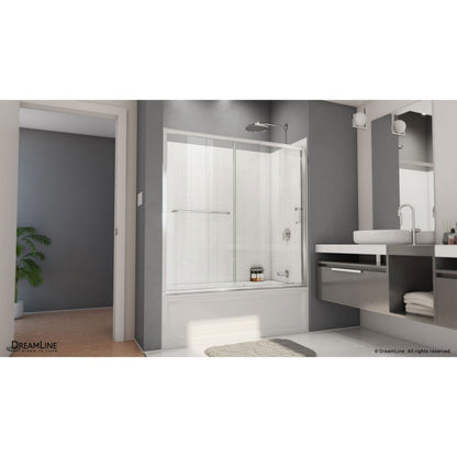 Infinity-Z Semi-Frameless Single Sliding Tub Door Kit with Subway Style Wall