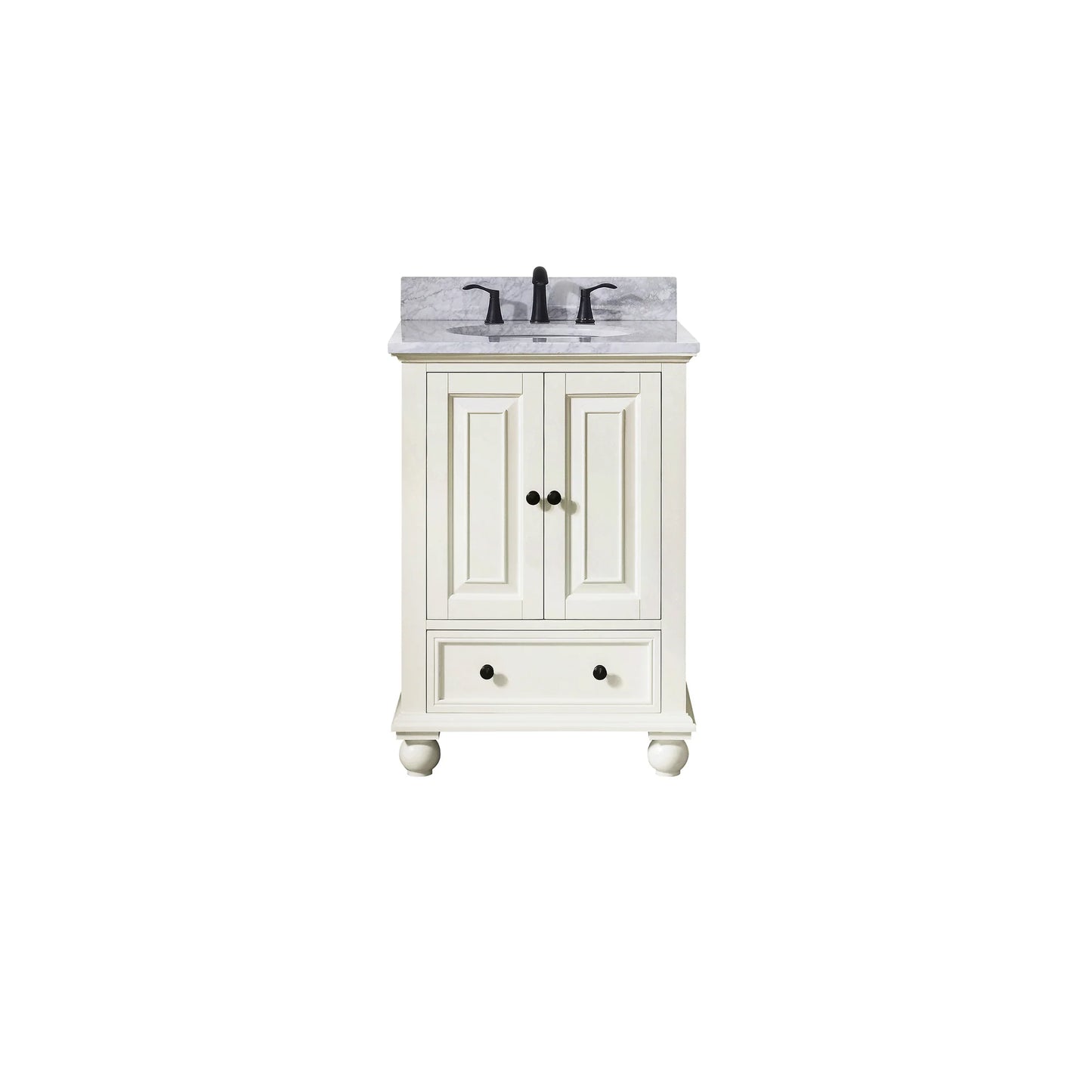 Thompson 24" Freestanding Bathroom Vanity with Carrara White Natural Marble Top and Vitreous China Undermount Sink