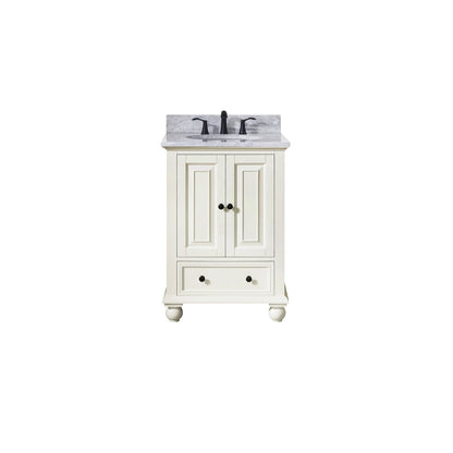 Thompson 24" Freestanding Bathroom Vanity with Carrara White Natural Marble Top and Vitreous China Undermount Sink