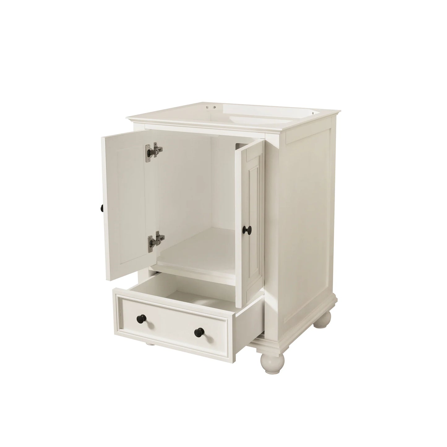 Thompson 24" Freestanding Bathroom Vanity with Carrara White Natural Marble Top and Vitreous China Undermount Sink