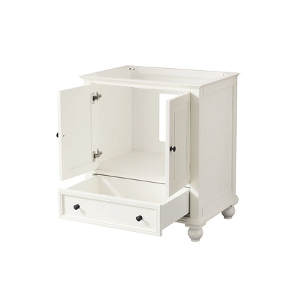 Thompson 30" Freestanding Bathroom Vanity with Carrara White Natural Marble Top and Vitreous China Undermount Sink