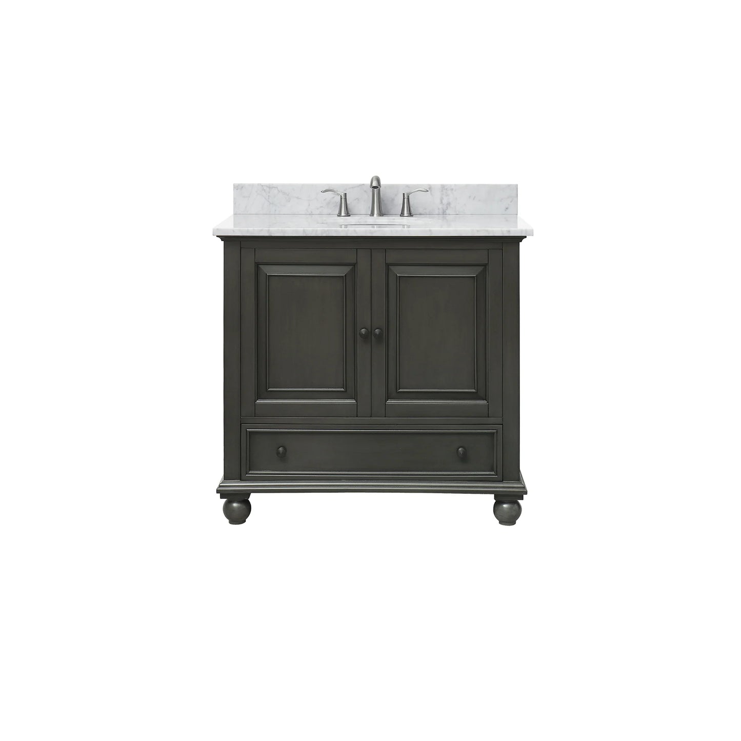 Thompson 36" Freestanding Bathroom Vanity with Carrara White Natural Marble Top and Vitreous China Undermount Sink