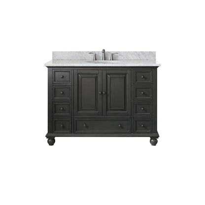 Thompson 48" Freestanding Bathroom Vanity with Carrara White Natural Marble Top and Vitreous China Undermount Sink