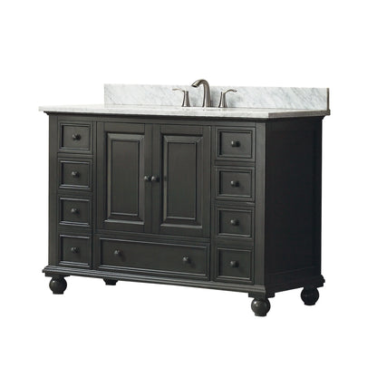 Thompson 48" Freestanding Bathroom Vanity with Carrara White Natural Marble Top and Vitreous China Undermount Sink