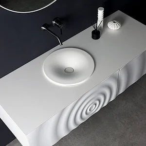 Wave 53" Wall Mounted Bathroom Vanity with Solid Surface Top and Drop In Sink