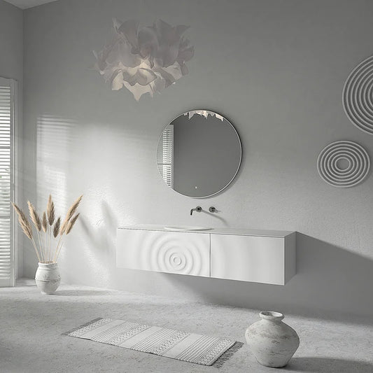 Wave 53" Wall Mounted Bathroom Vanity with Solid Surface Top and Drop In Sink