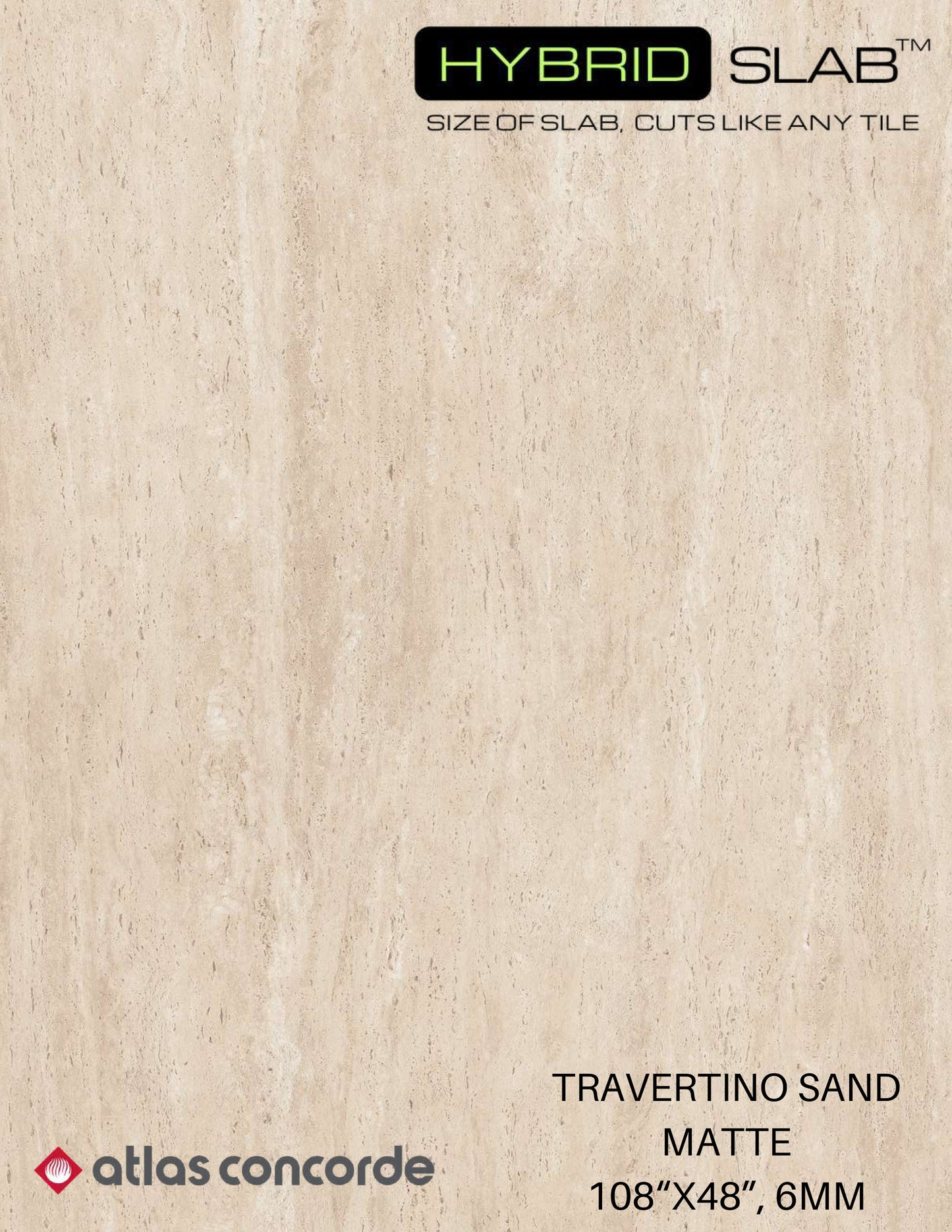 Atlas Concorde HybridSlab™ Travertine Sand Rectified Porcelain Slab