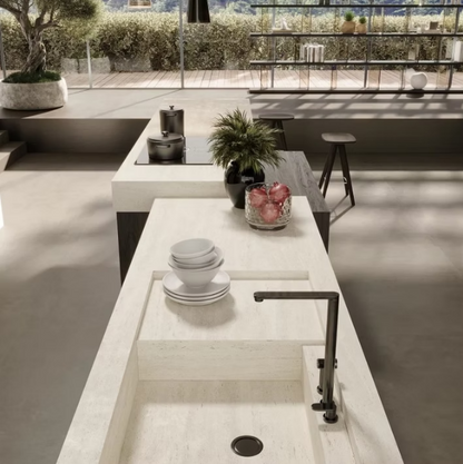 Atlas Plan PorcelainTop™ Travertine White Porcelain Slab