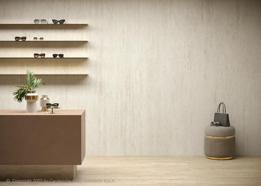 Atlas Plan PorcelainTop™ Travertine White Porcelain Slab