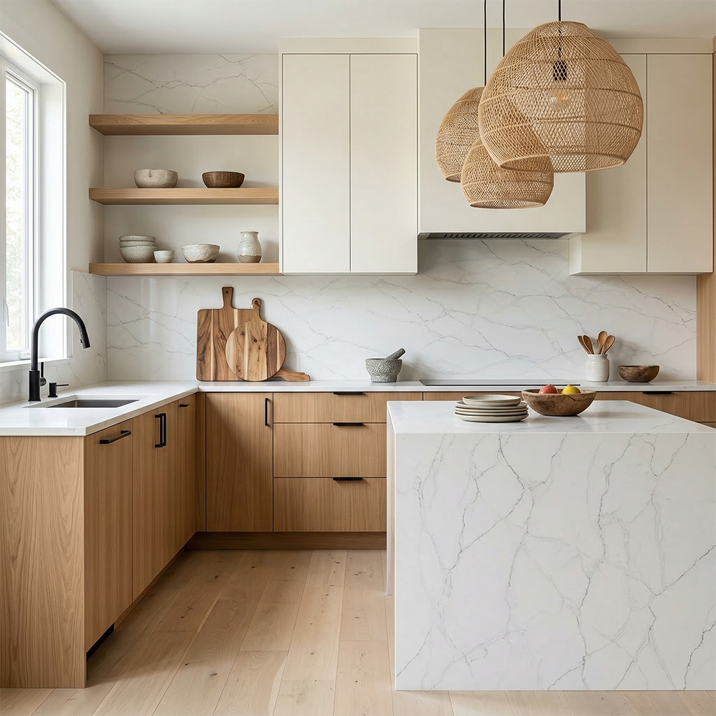Truffle White Quartz Slab